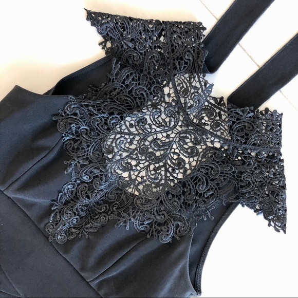 Windsor Black Bodycon Dress with Lace & Tie Back - Picture 2 of 5